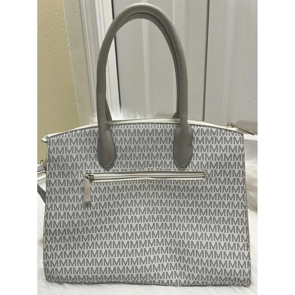 MFK Collection Reidy Gray Faux Leather Satchel Purse Shoulder Bag Crossbody Tote